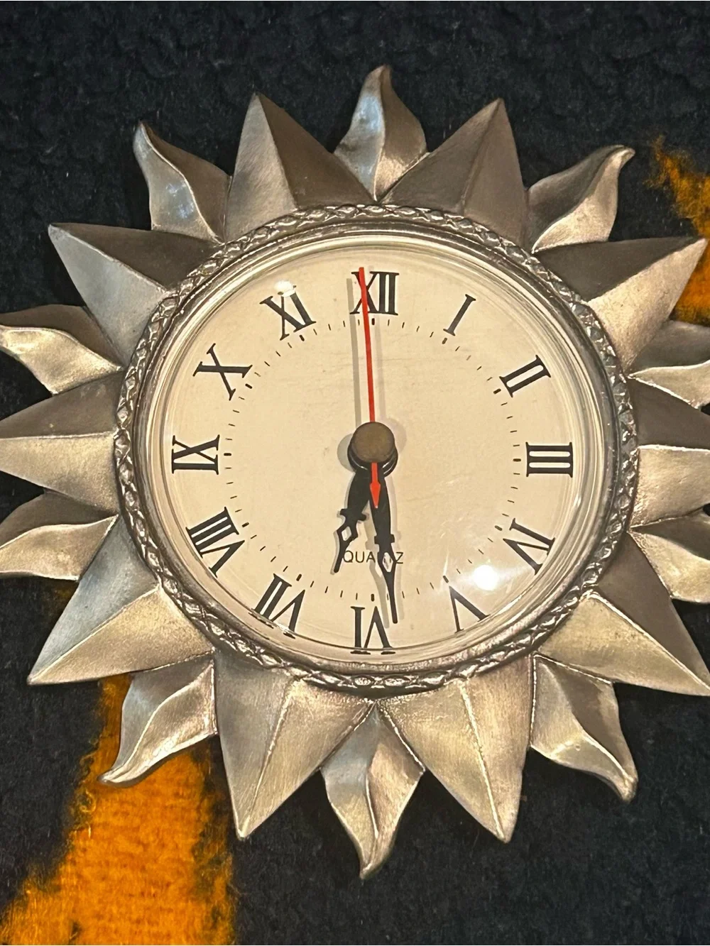 Vintage 90s Celestial Silver Sun Clock Whimsigoth Witchy Gallery Wall Decor